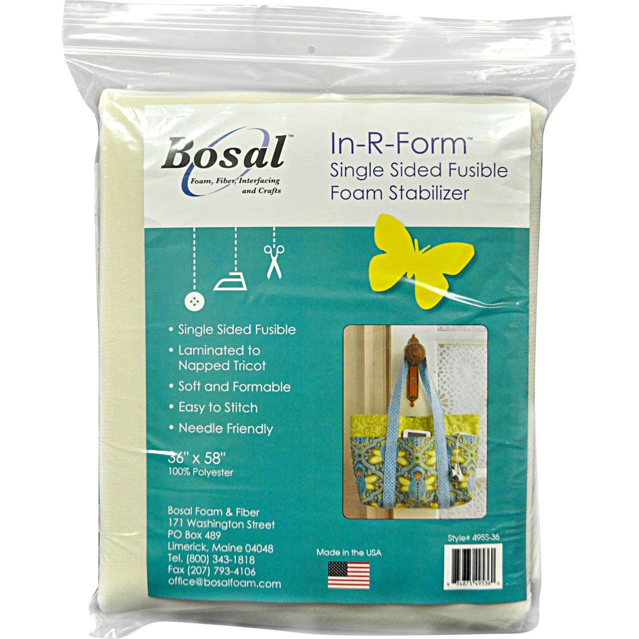 Bosal In R Form White Single Sided Fusible Foam Stabilizer - 58" x 36"