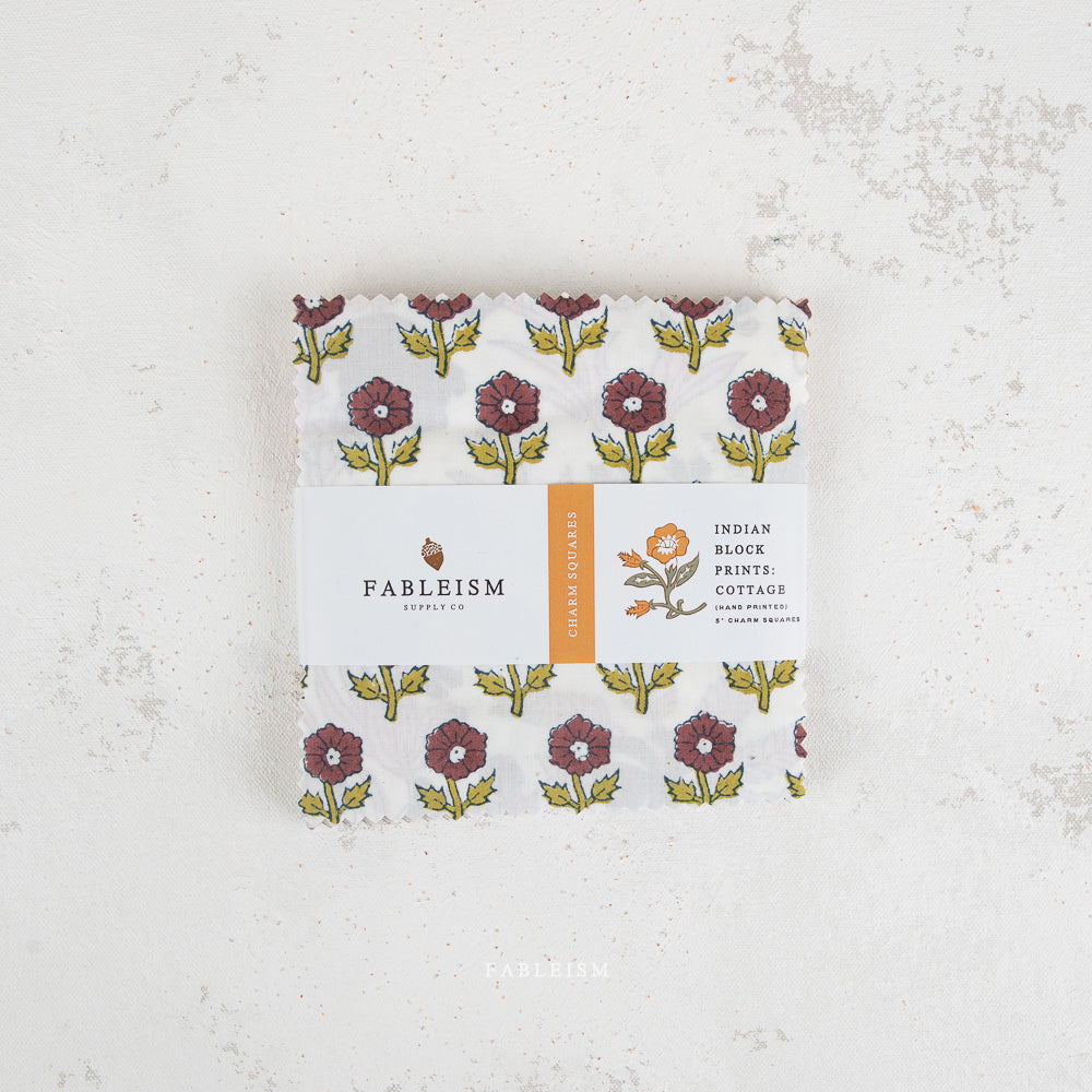 Fableism - Indian Block Print - Factory Cut 5" Squares Charm Pack