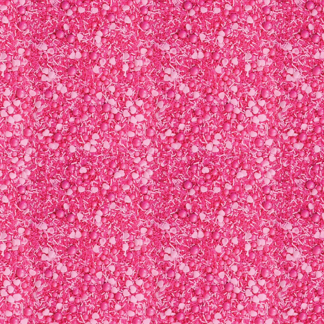 Camelot Fabrics - Confetti Fun - Dessert Food Pink Hearts and Pearls Sprinkles - 21250405-01