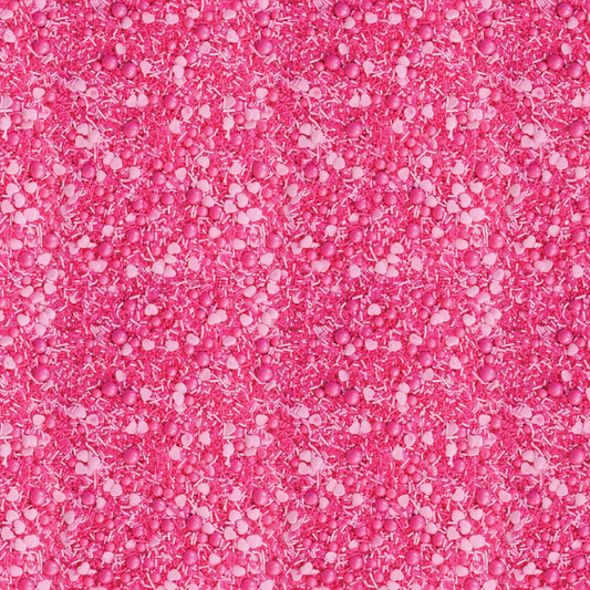 Camelot Fabrics - Confetti Fun - Dessert Food Pink Hearts and Pearls Sprinkles - 21250405-01
