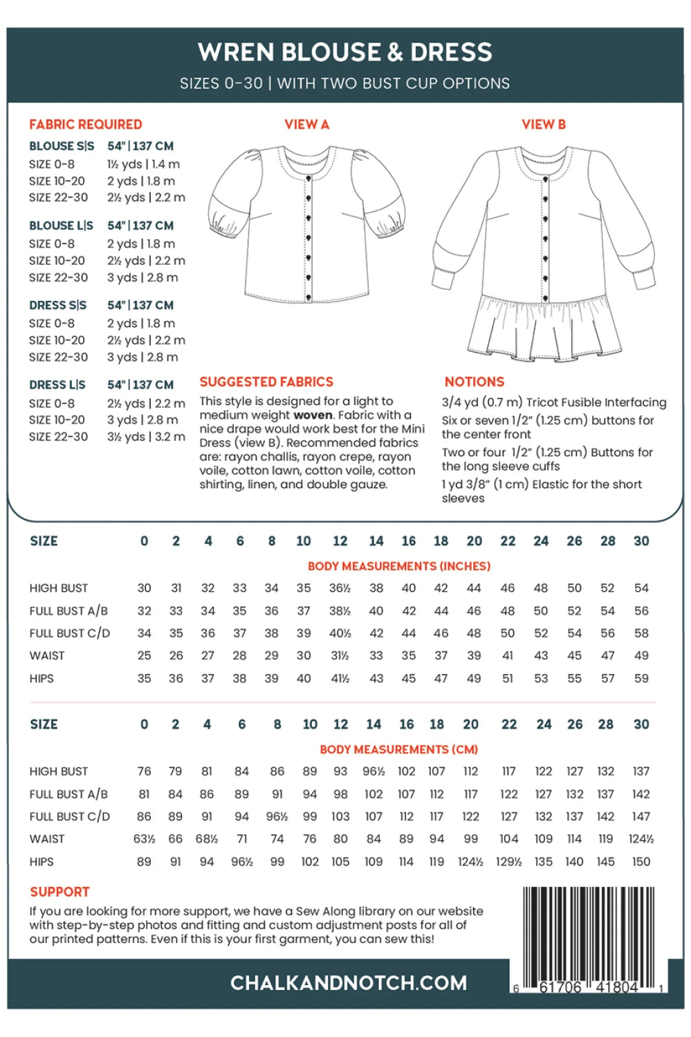 Wren Blouse Pattern By Chalk and Notch
