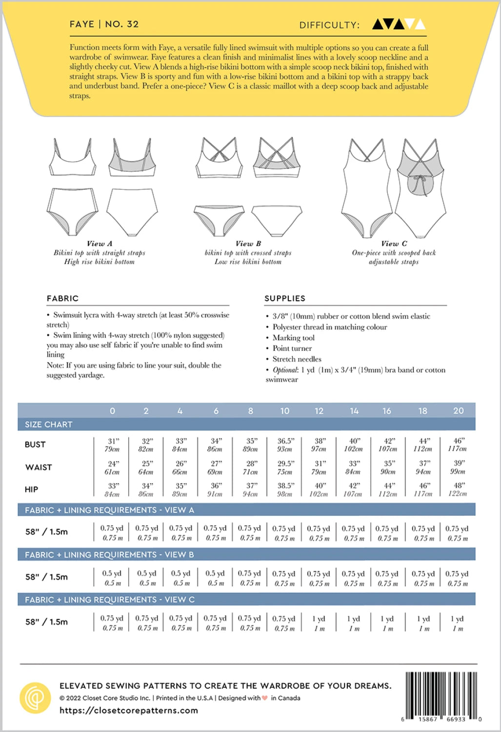 Faye Swimsuit Pattern By Closet Core