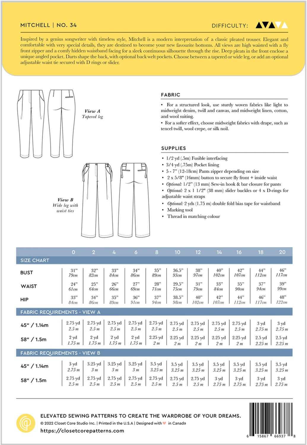 Mitchell Trousers Pattern By Closet Core Patterns