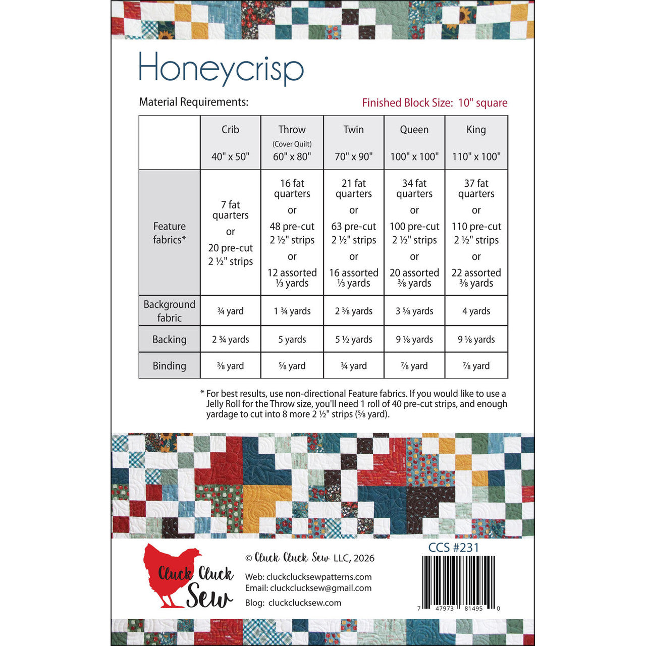 Honeycrisp Quilt Pattern By Cluck Cluck Sew