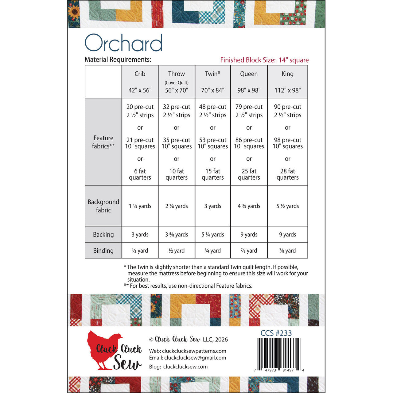 Orchard Quilt Pattern By Cluck Cluck Sew