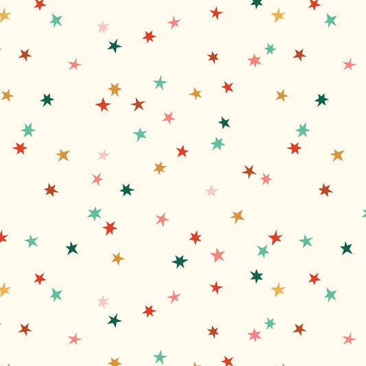 Cloud 9 Fabrics - Shelby Warwood - Merry and Mod - Christmas Holiday Sparkle Stars on White - CLN 229192