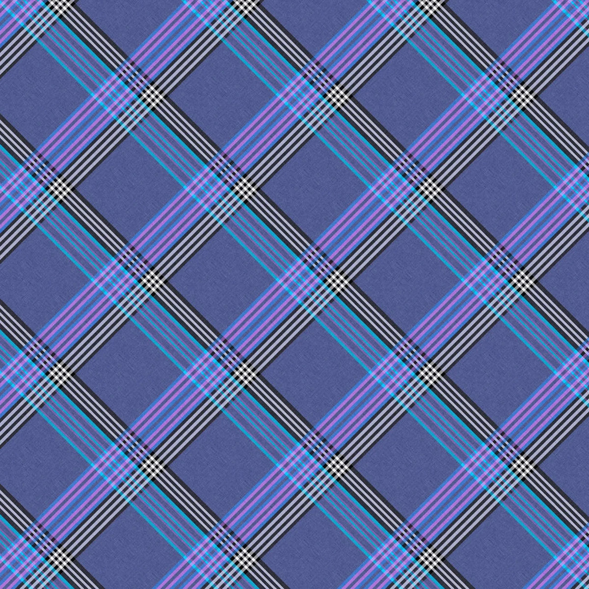 Clothworks - 108" Wide Quilt Backing Fabric - Diagonal Plaid Cardiff Dark Purple - Y4972-28