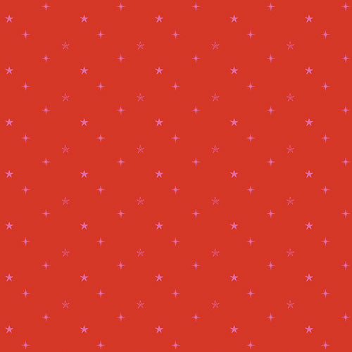 Art Gallery Fabrics - Christmas in Color - Holiday Starry Sky Stars Pink / Orange - CMC-25409
