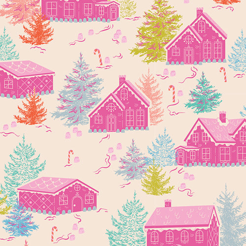 Art Gallery Fabrics - Christmas in Color - Holiday Gumdrops and Gables Gingherbread Houses - CMC-25414