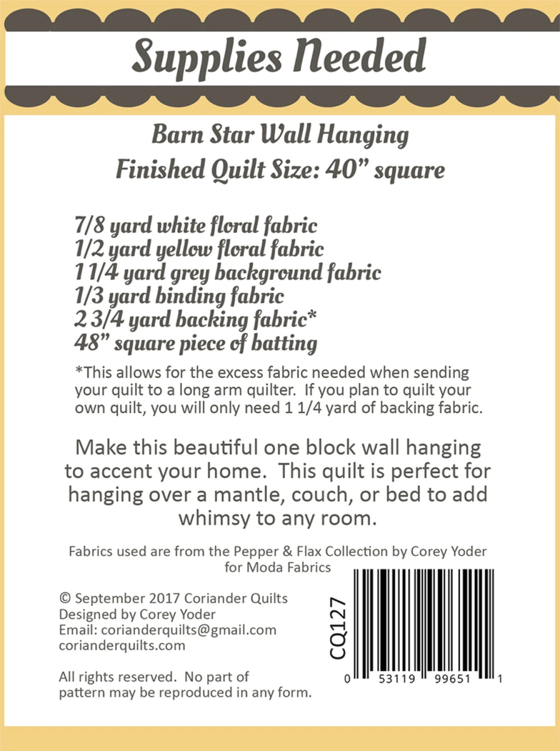 Barn Star Quilt Pattern By Coriander Quilts