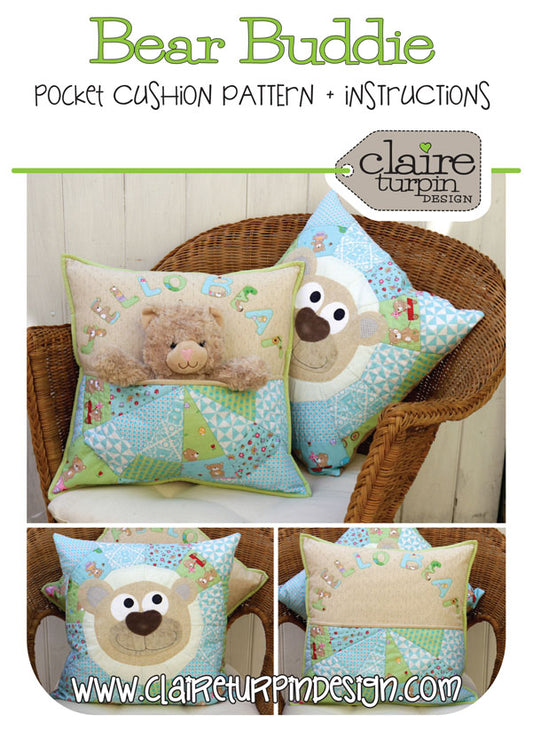 Bear Buddie Pocket Cushion Pattern By Claire Turpin