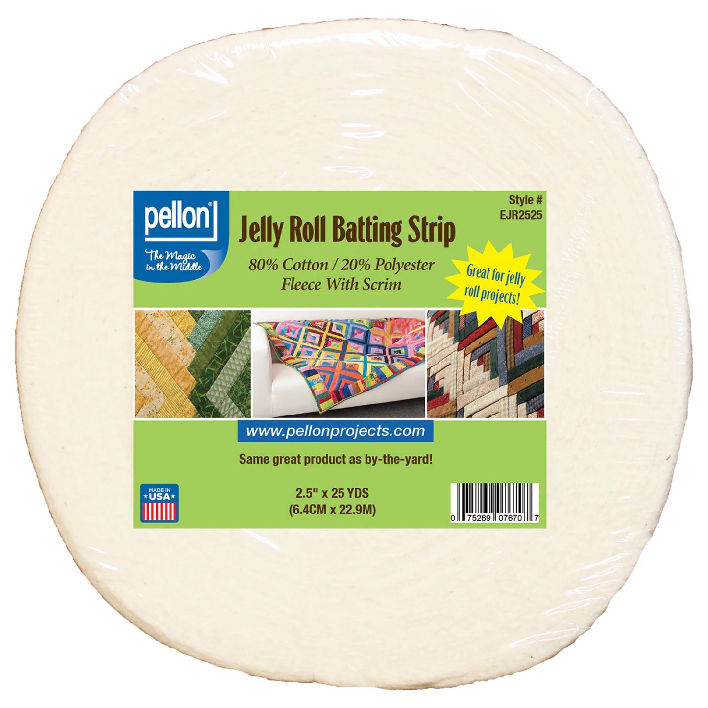 Pellon Cotton / Polyester Fleece Jelly Roll Batting Strips - 25 Yards