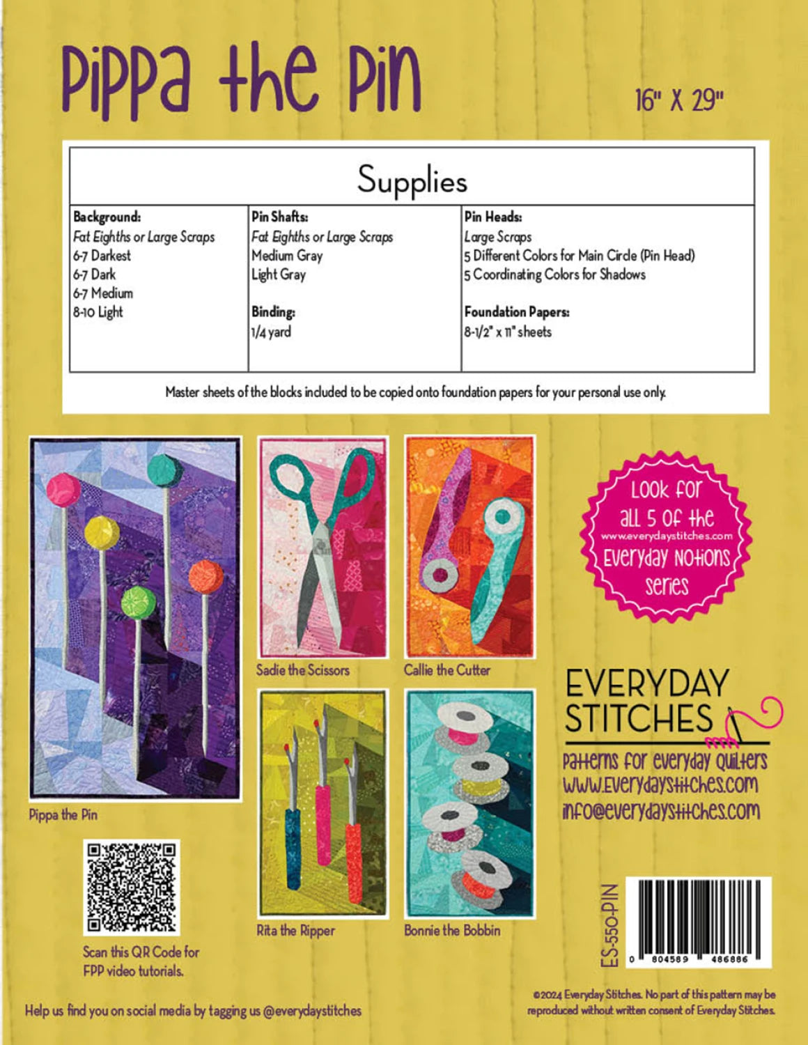 Pippa the Pin Quilt Pattern By Everyday Stitches