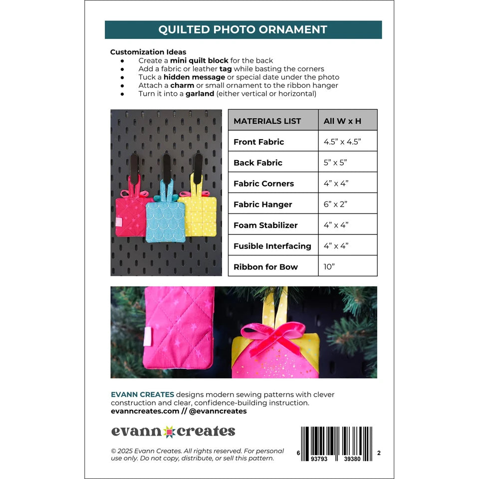 Quilted Photo Ornament Pattern By Evann Creates