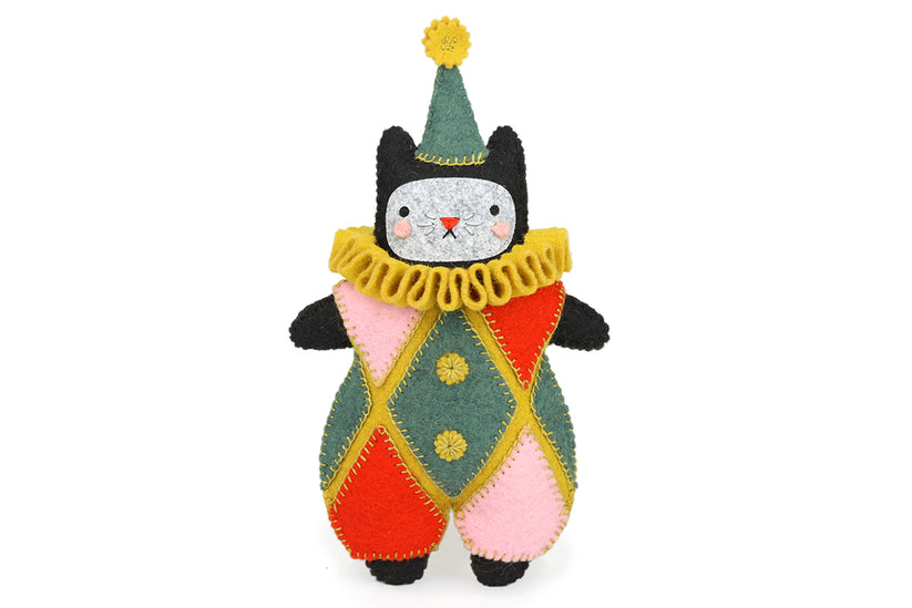 Kiriki Press DIY Felt Embroidery Doll Kit - Harlequin Cat