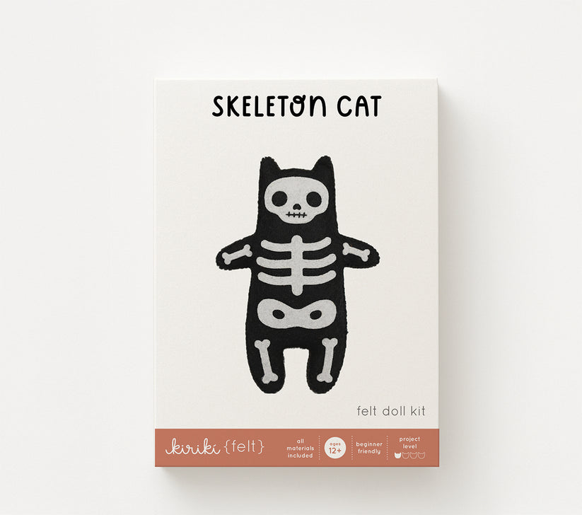 Kiriki Press DIY Felt Embroidery Doll Kit - Skeleton Cat