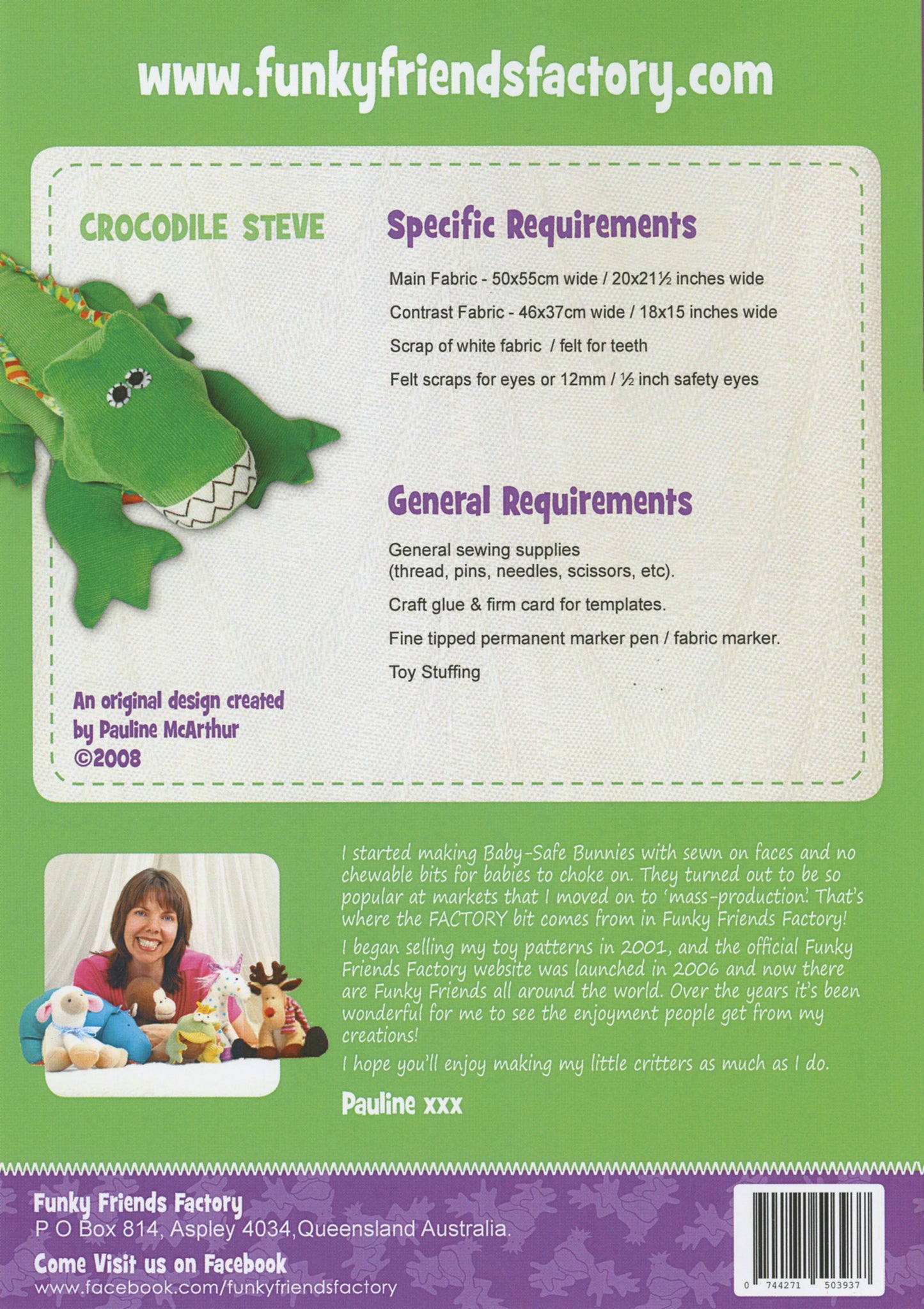 Crocodile / Alligator Steve Stuffed Animal Pattern By Funky Friends Factory