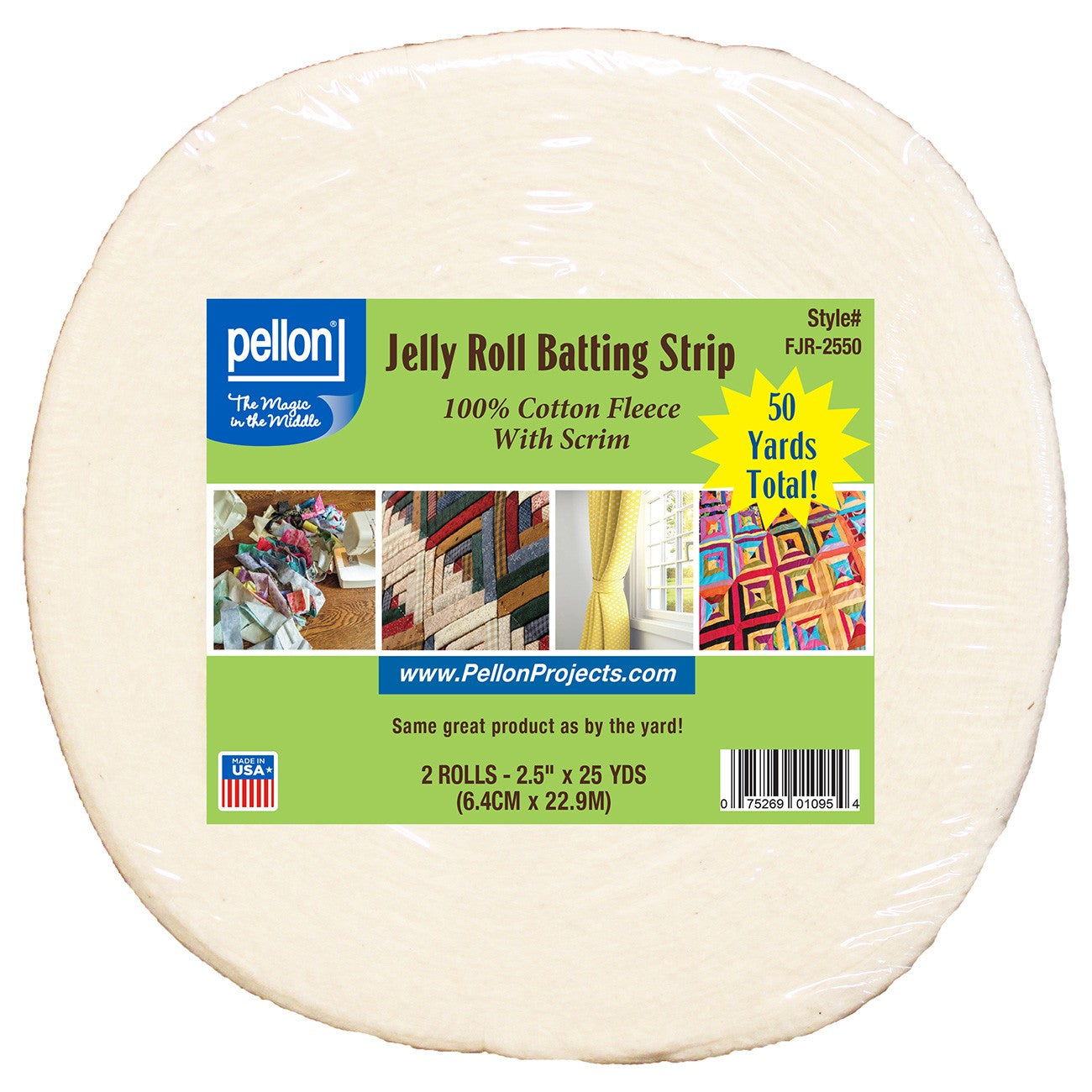 Pellon Cotton Fleece Jelly Roll Batting Strips - 50 Yards