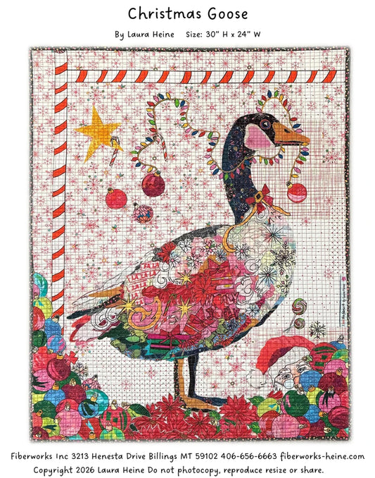 Christmas Goose Collage Quilt Pattern By Laura Heine / Fiberworks