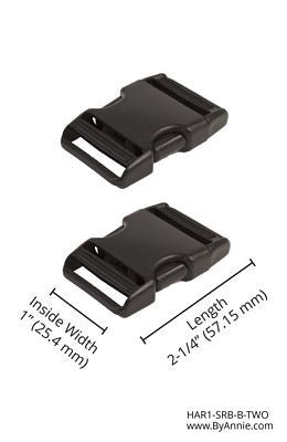 By Annie's - Black Plastic Side Release Buckle - 1" - Set of 2