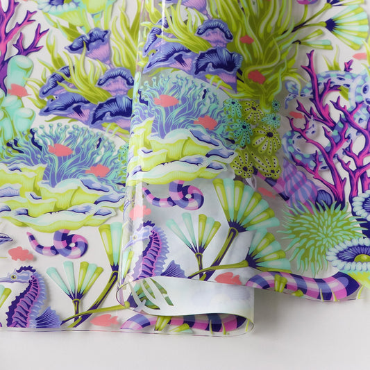 Sallie Tomato - Tula Pink - Floral Reef Collection Vinyl - Reef What You Sew - 1/2 Yard Factory Precut