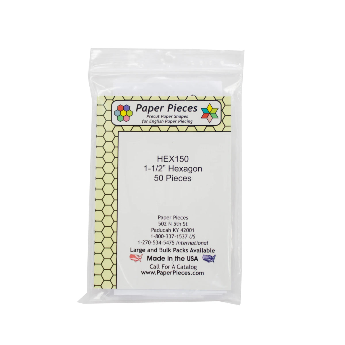 Paper Pieces - 1-1/2" Hexagons Small Pack - 50 Pieces