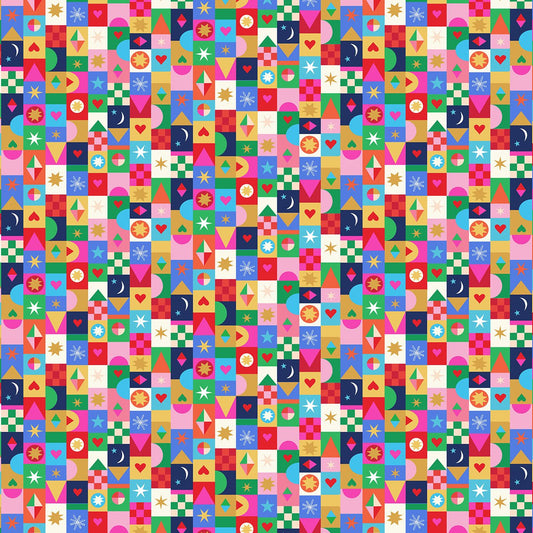 Thread and Ink - Fizzy Pop Prints - Home for Christmas - Jolly Squares - HOME1056