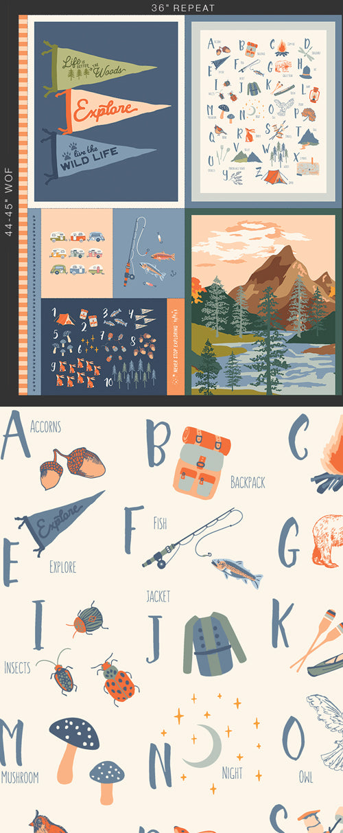 Preorder - Art Gallery Fabrics - Happy Camper - Never Stop Exploring Panel - HPC-64614