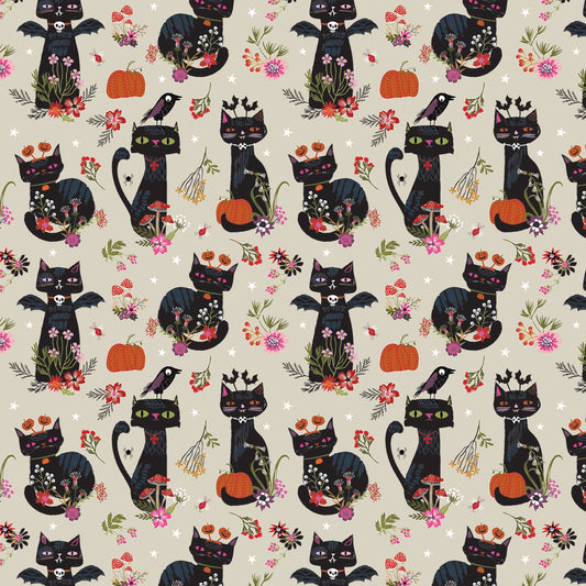 Thread and Ink Design Studios - Helen Black - Hocus Pocus - Halloween Witchy Whiskers Black Cats - HPOC 1072