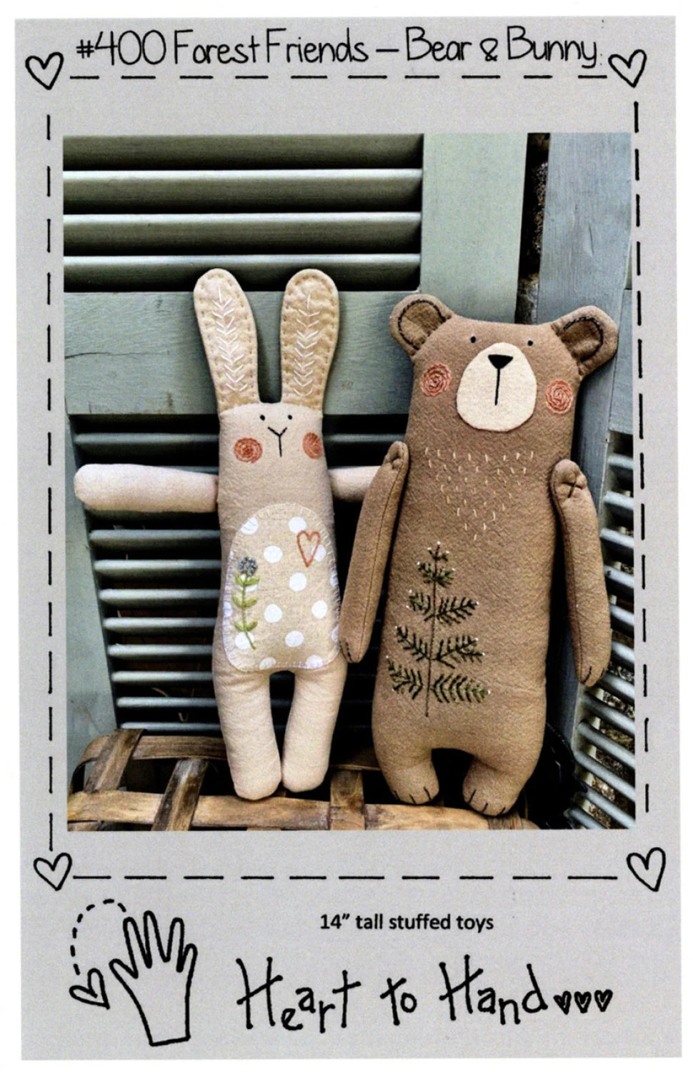 Forest Friends Bear and Bunny Stuffed Animals Pattern By Heart to Hand