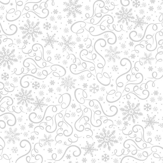 Timeless Treasures - Basics Whiteout - Scrolls and Snowflakes - HUE - C3911