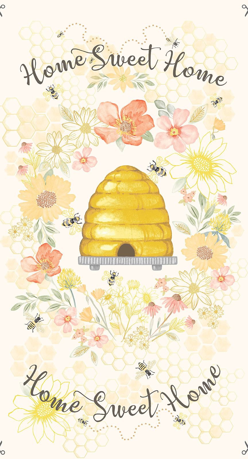 Timeless Treasures - Home Sweet Home Beehive 24" Panel - PANEL - CD3040