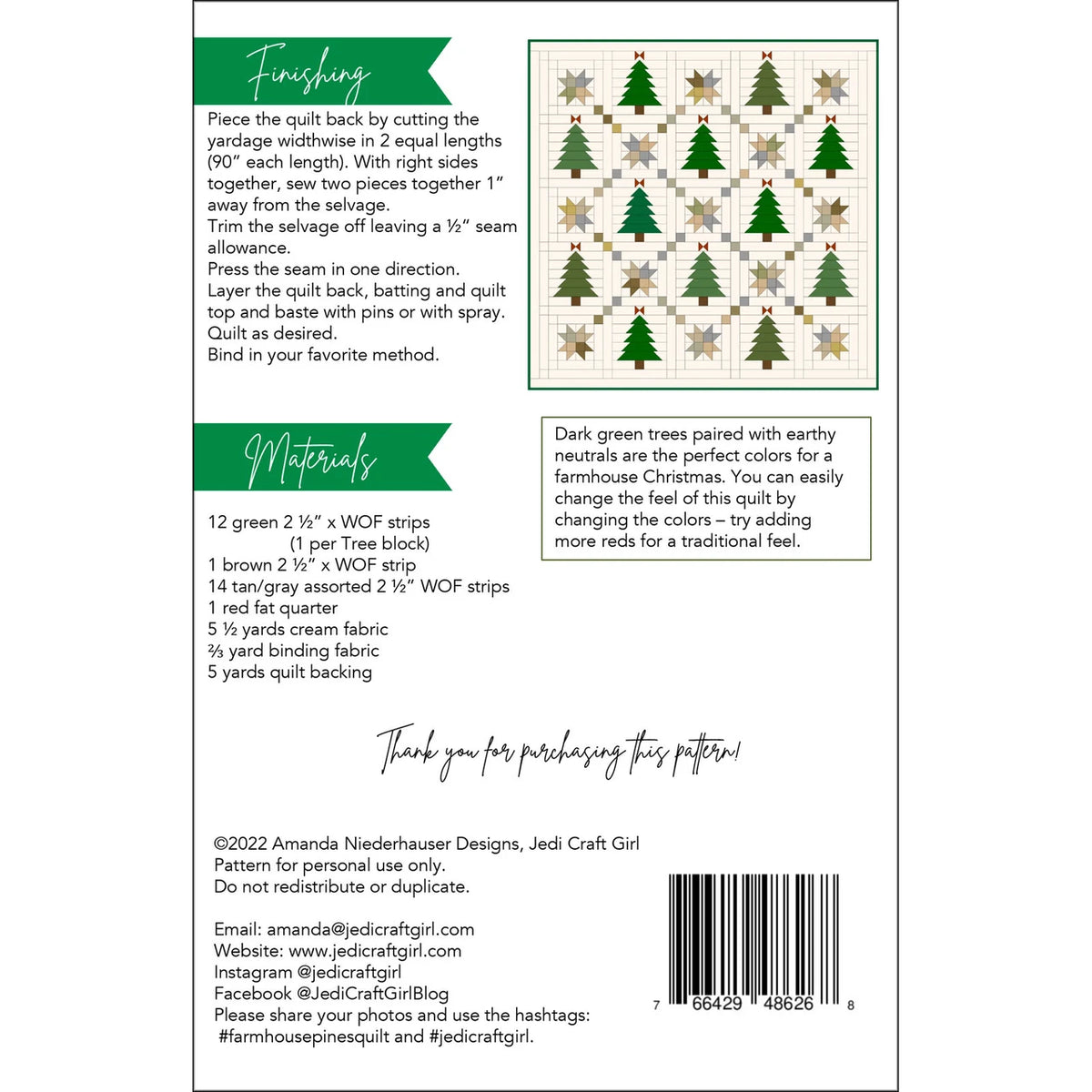 Farmhouse Pines Quilt Pattern By Jedi Craft Girl