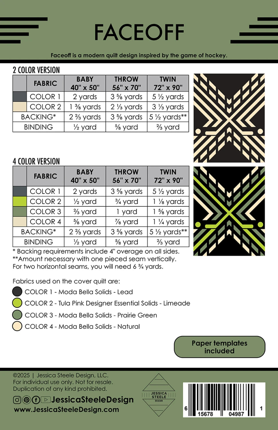 Faceoff Quilt Pattern By Jessica Steele Design