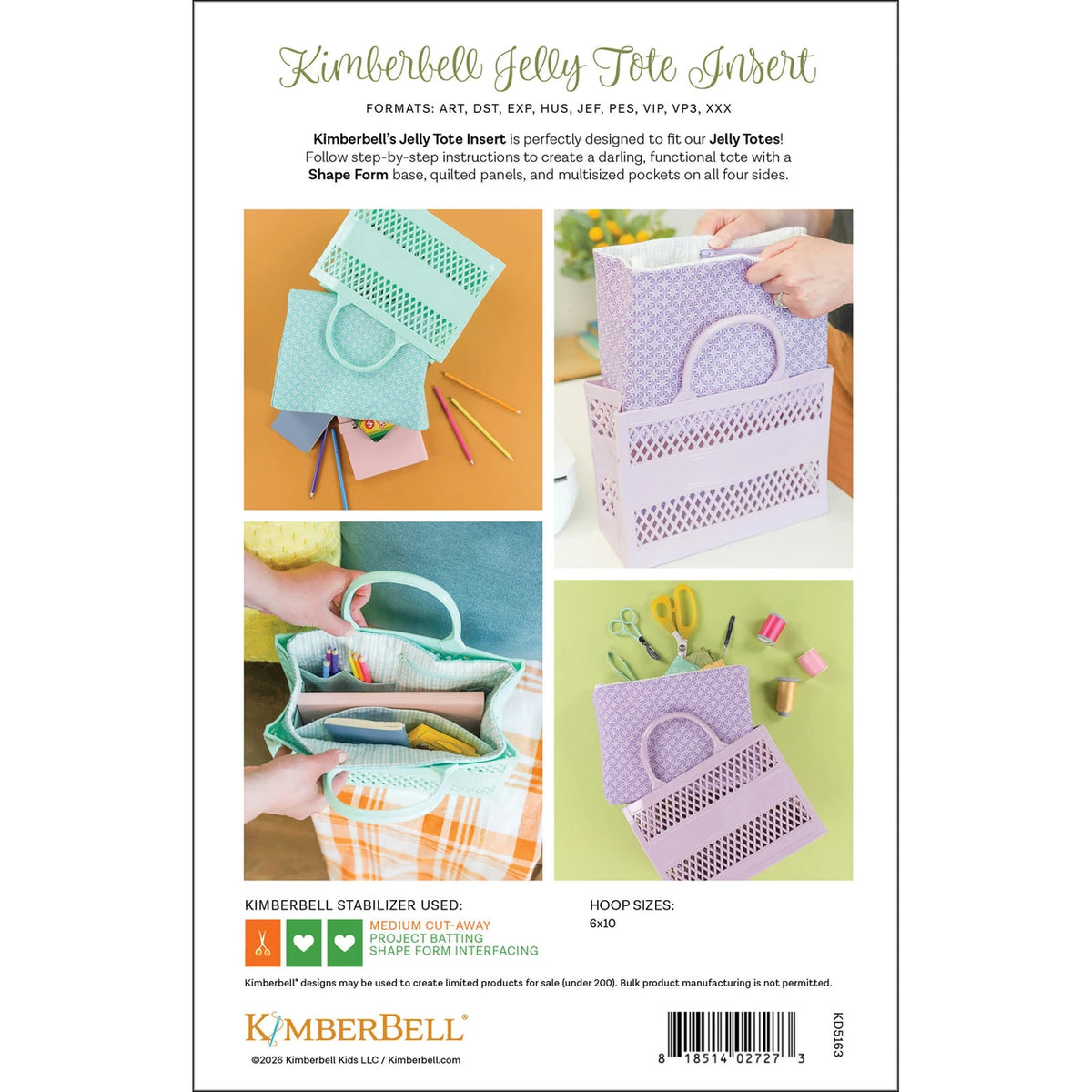 Kimberbell Jelly Tote Insert Machine Embroidery Pattern
