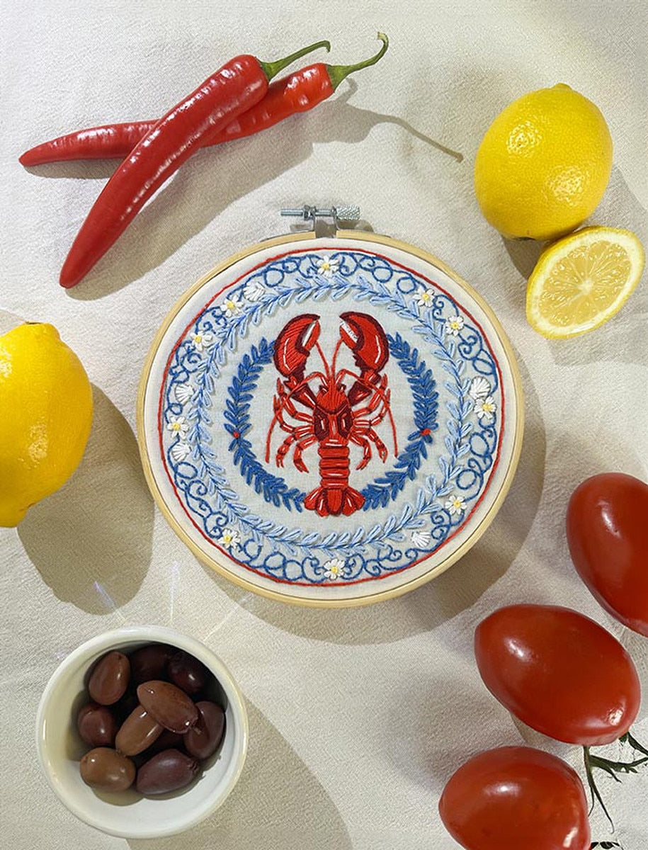 MakeBox & Co. Italian Lobster Plate Embroidery Kit