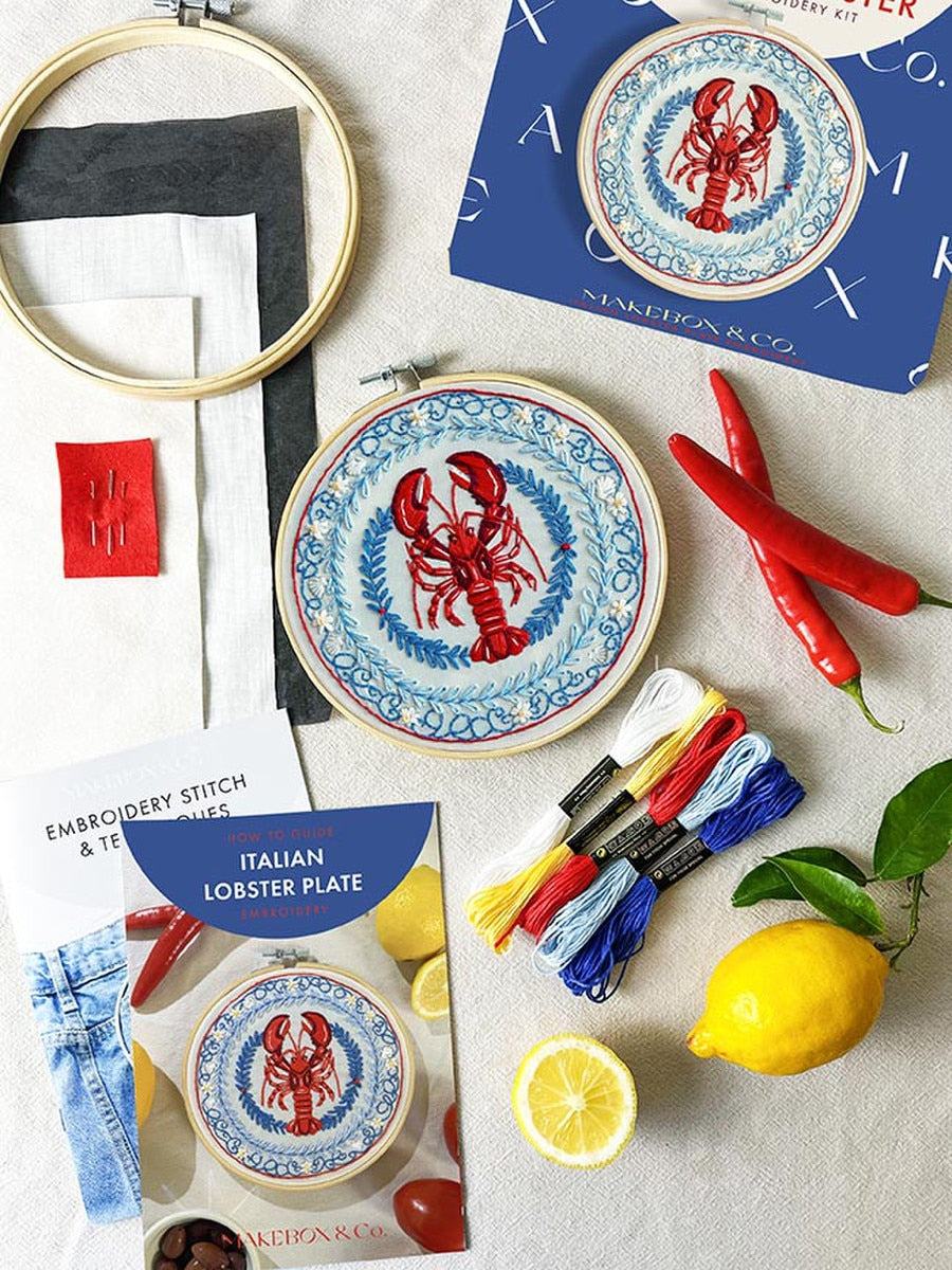 MakeBox & Co. Italian Lobster Plate Embroidery Kit