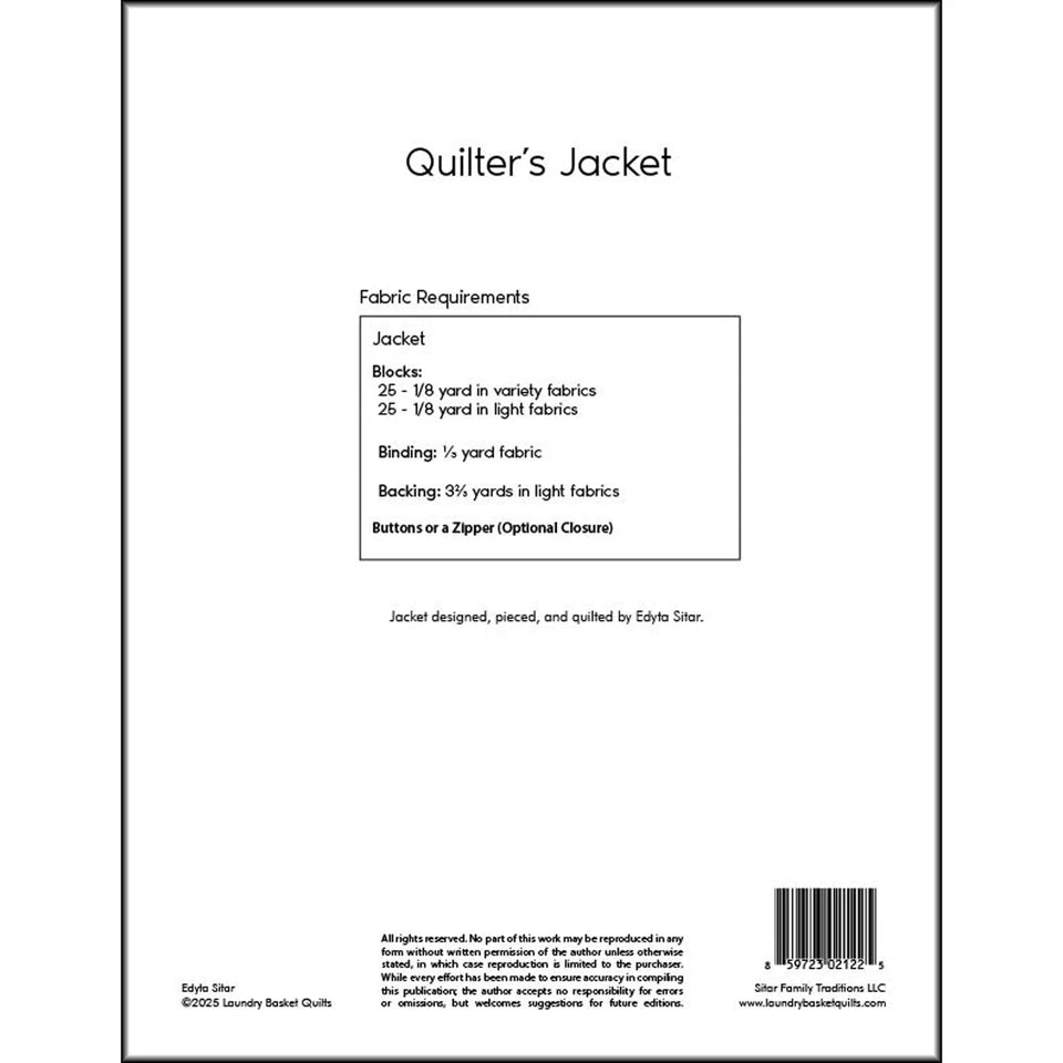 Quilter's Jacket Pattern By Laundry Basket Quilts