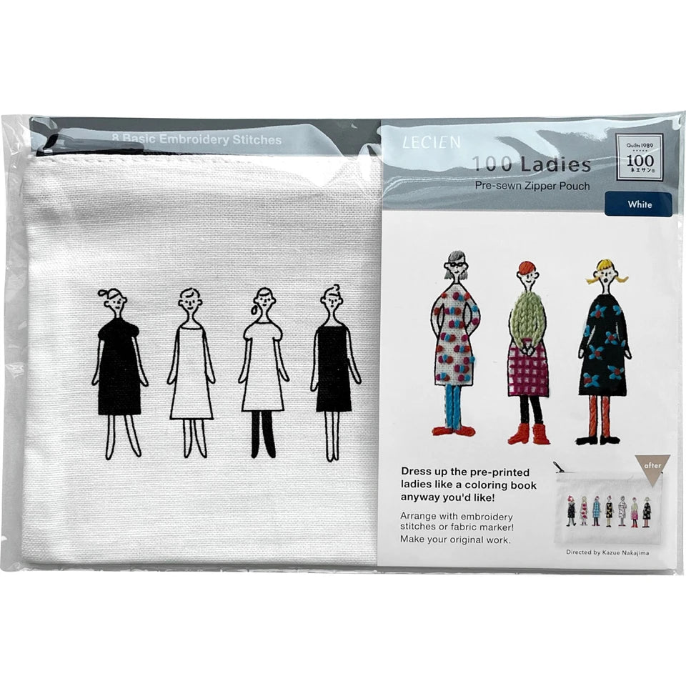 Lecien 100 Ladies Pouch Embroidery Kit - White