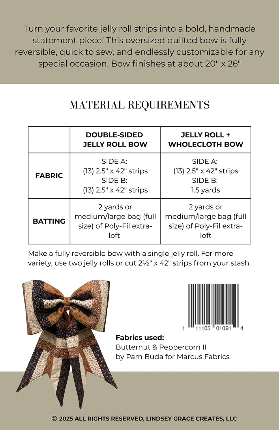 The Big Giant Quilted Jelly Roll Bow Pattern By Lindsey Grace Creates