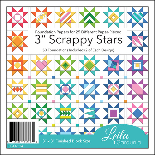 3in Scrappy Stars Foundation Paper Piecing Pad By Leila Gardunia Designs
