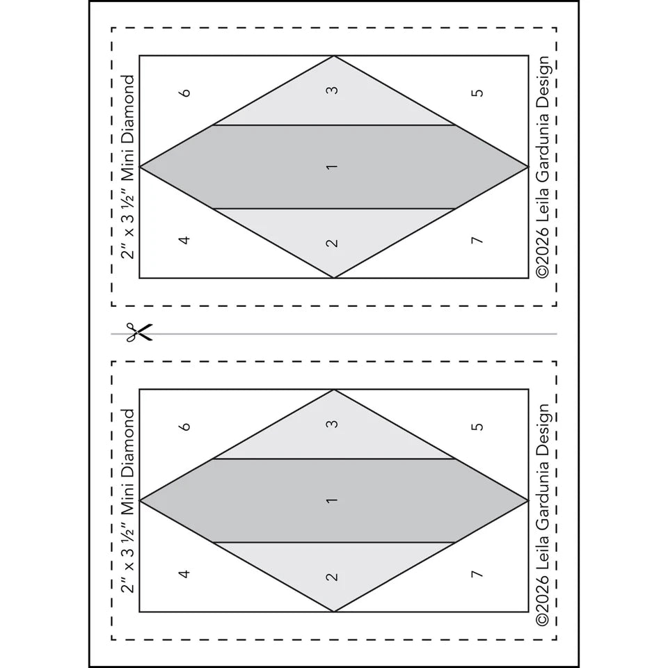 Mini Diamonds Foundation Paper Piecing Pad By Leila Gardunia Designs