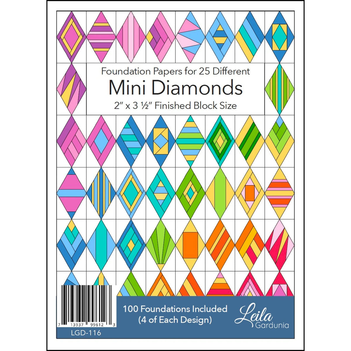 Mini Diamonds Foundation Paper Piecing Pad By Leila Gardunia Designs
