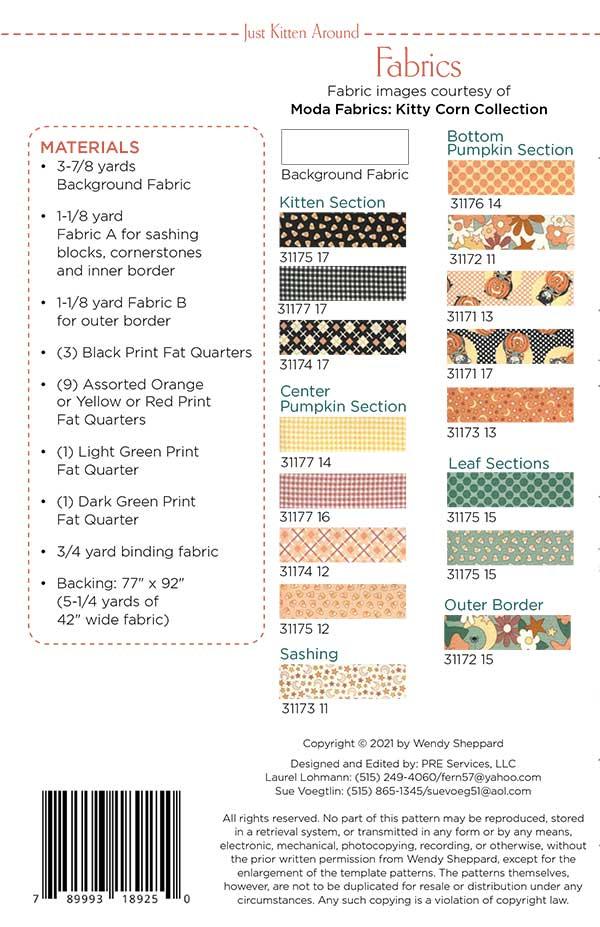 Just Kitten Around Quilt Pattern By Wendy Sheppard and Kit Option