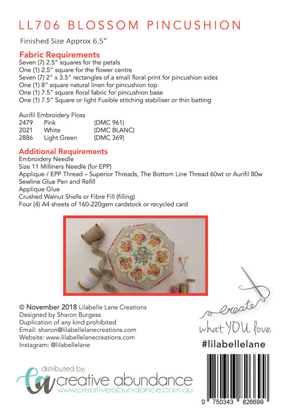 Blossoms Pincushion Pattern By Lilabelle Lane Creations