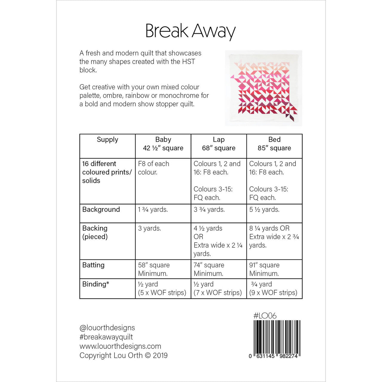 Break Away Quilt Pattern By Lou Orth Designs