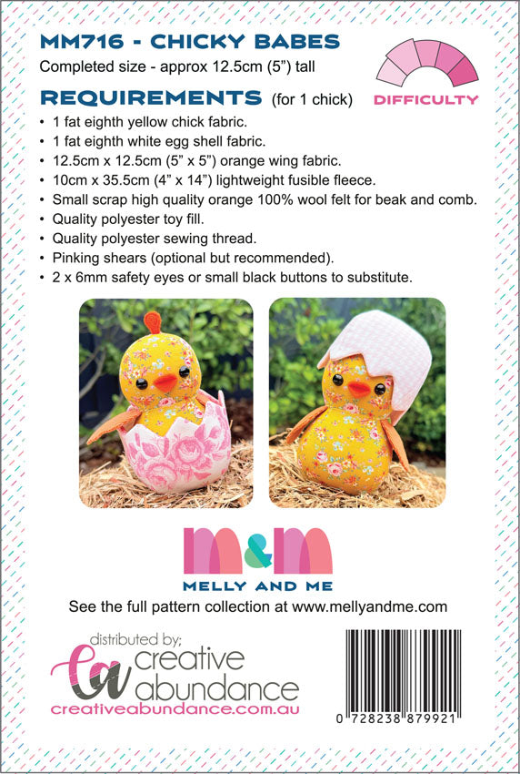 Chicky Babes Small Chick and Eggshell Toy Pattern By Melly and Me