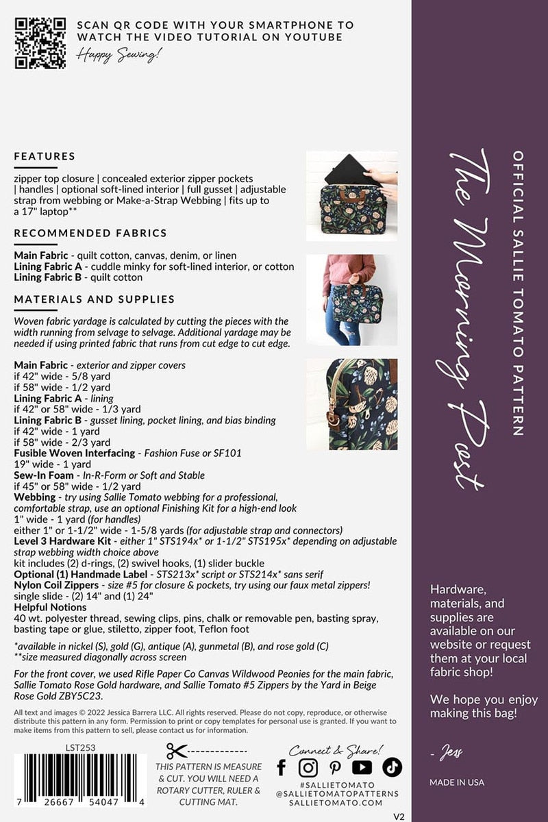 The Morning Post Bag Pattern By Sallie Tomato