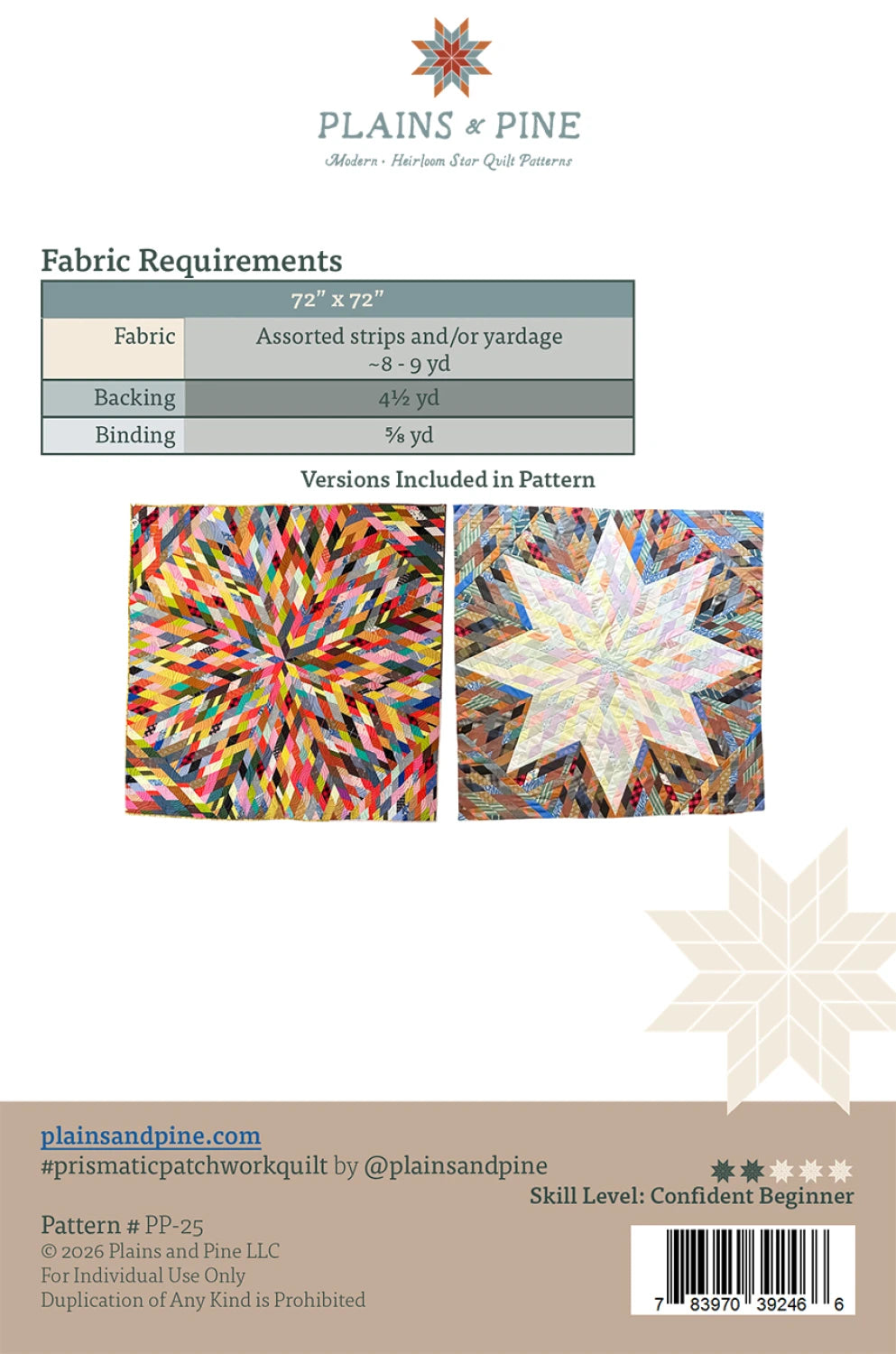 Prismatic Patchwork Quilt Pattern By Plains and Pine