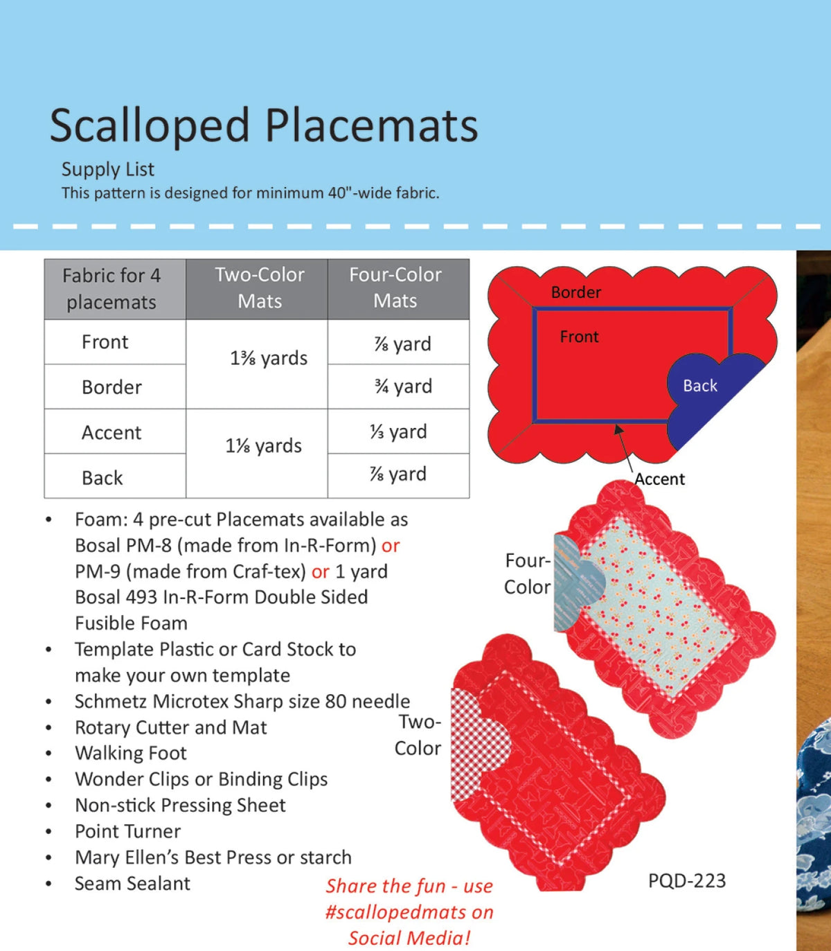 Scalloped Placemats Pattern By Poorhouse Quilt Designs